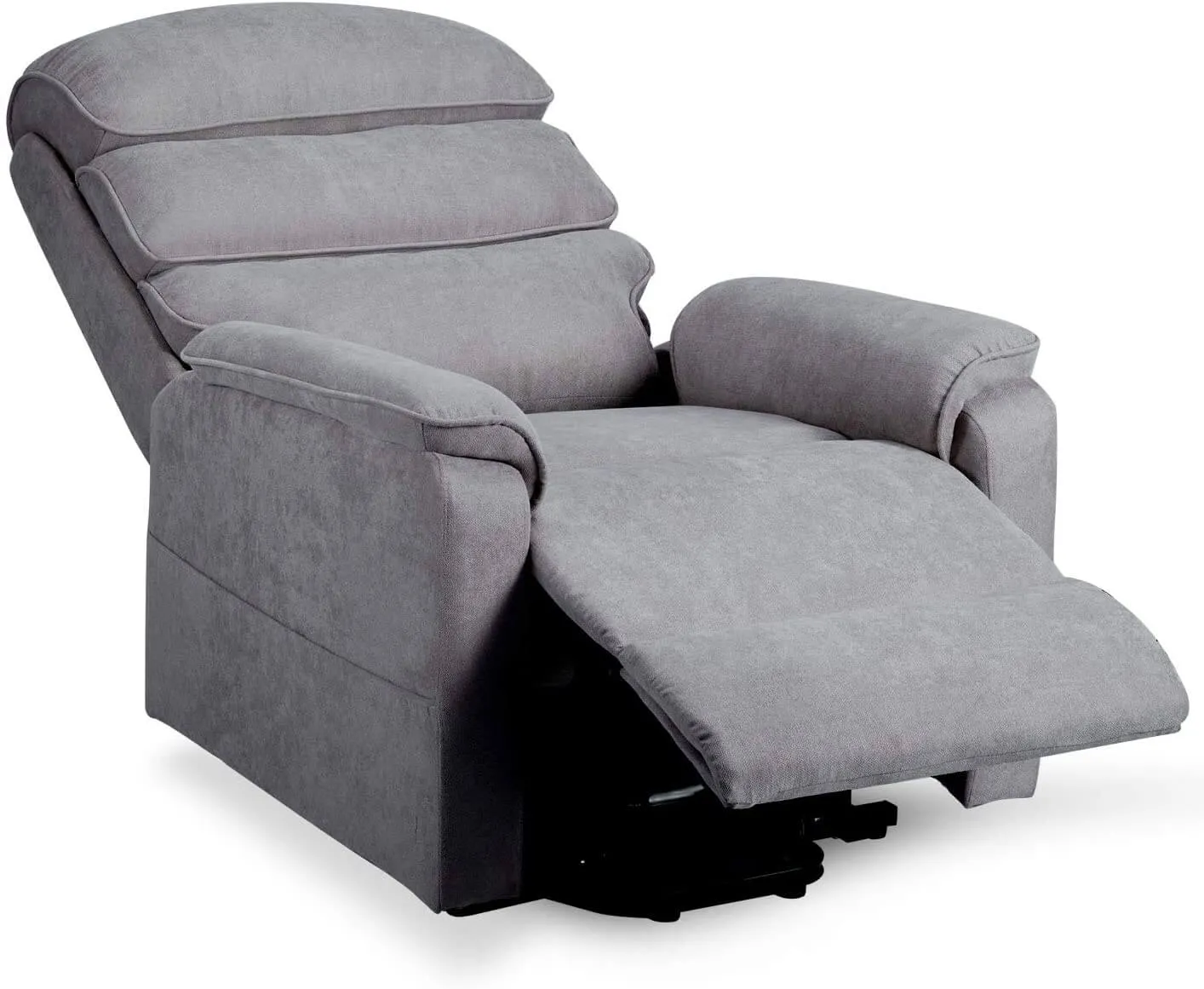 Dual Motor Electric Power Recliner Lift Chair, Linen Fabric Electric Recliner for Elderly, Heated Vibration Massage Sofa with Remote Control, Gray