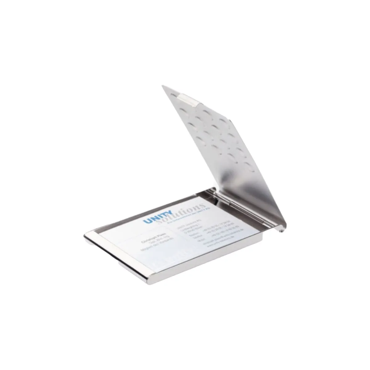 Durable Business Card Holder Chrome, Metallic Silver