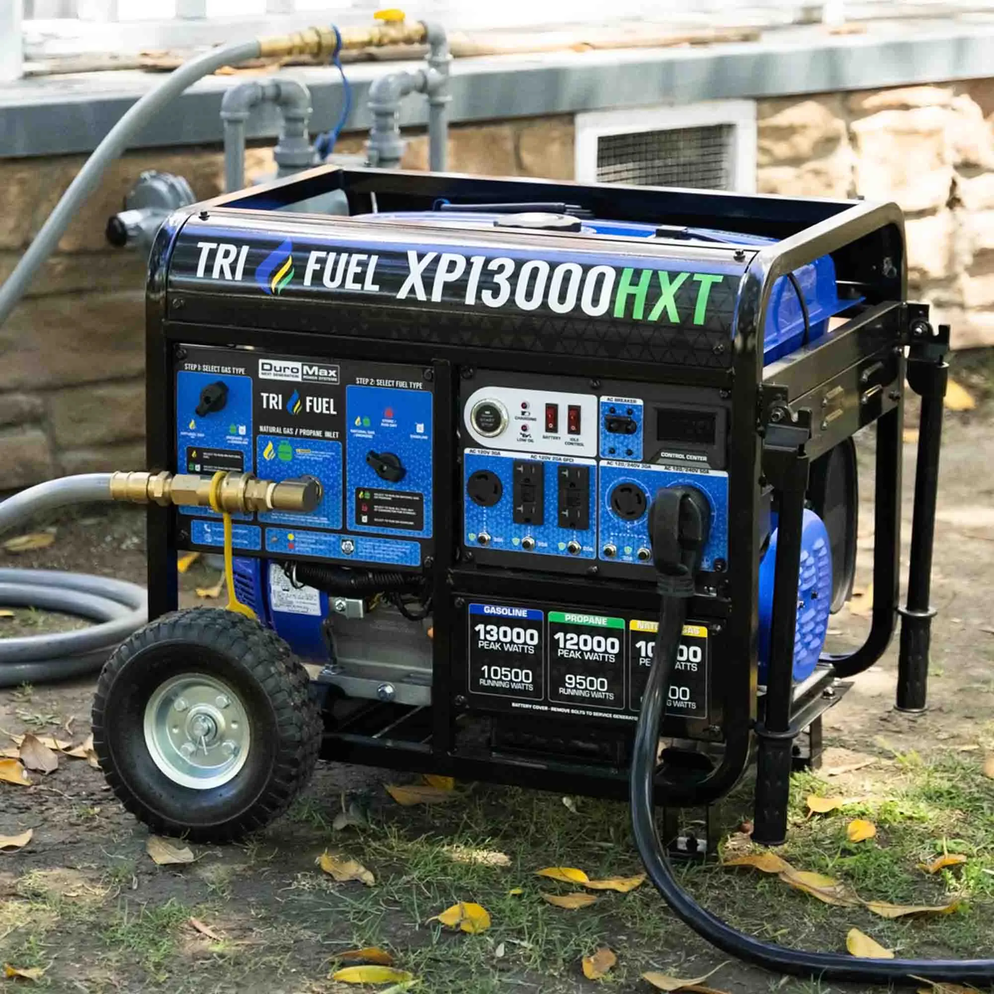 DuroMax XP13000HXT Tri-Fuel Portable HXT Generator w/ CO Alert | 13,000 Watts