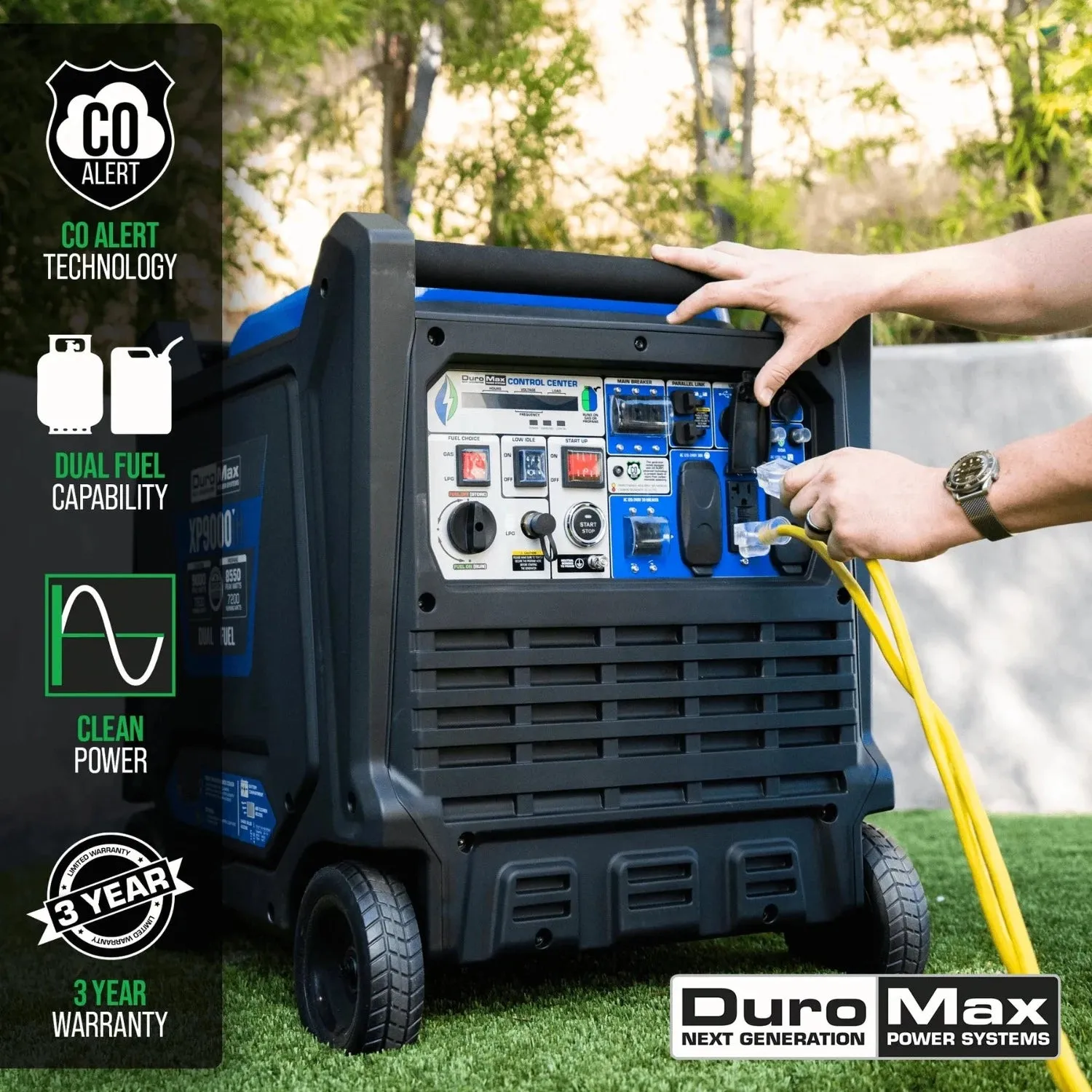 DuroMax XP9000iH Dual Fuel Portable Inverter Generator w/ CO Alert | 9,000 Watts