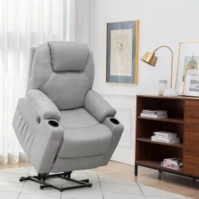 Electric Power Recliner Lift Chair Fabric Electric Recliner for Elderly, Heated Vibration Massage Sofa with Side Pockets, USB Charge Port & Remote Control(Gray)