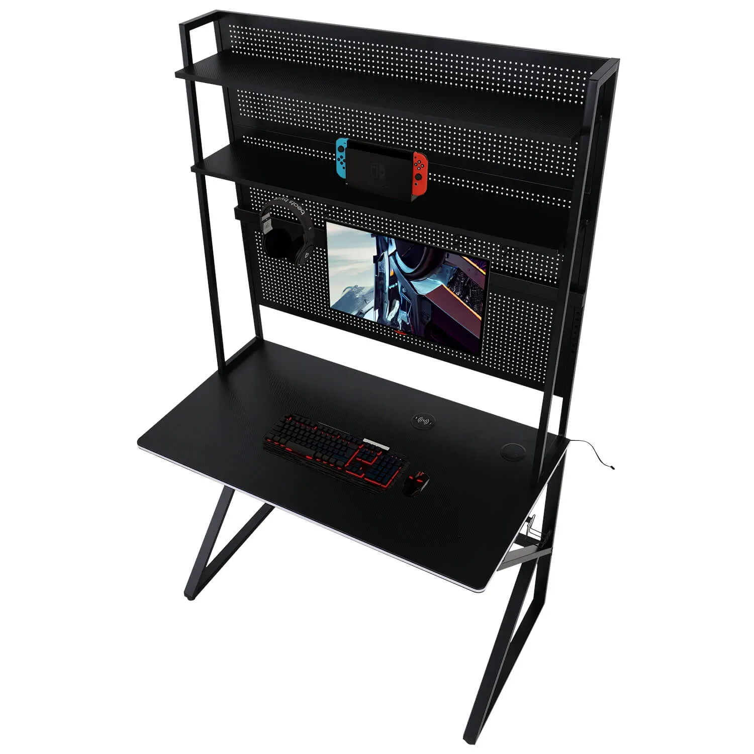 Elecwish RGB LED Gaming Desk With Pegboard X-001 [Deal Price $99]