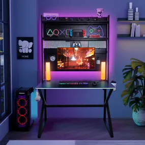 Elecwish RGB LED Gaming Desk With Pegboard X-001 [Deal Price $99]