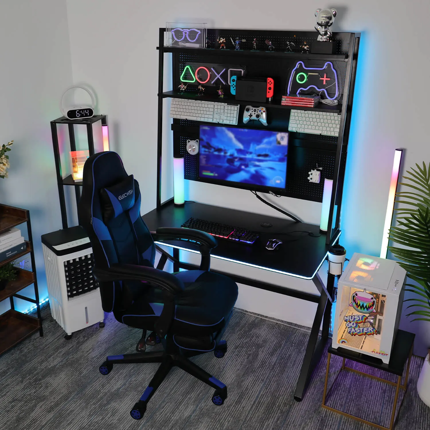 Elecwish RGB LED Gaming Desk With Pegboard X-001 [Deal Price $99]