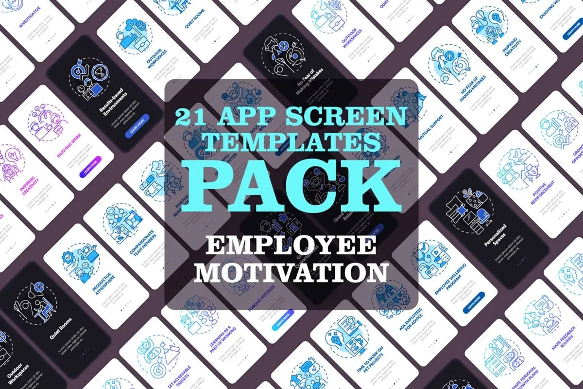 Employee engagement mobile app screen bundle