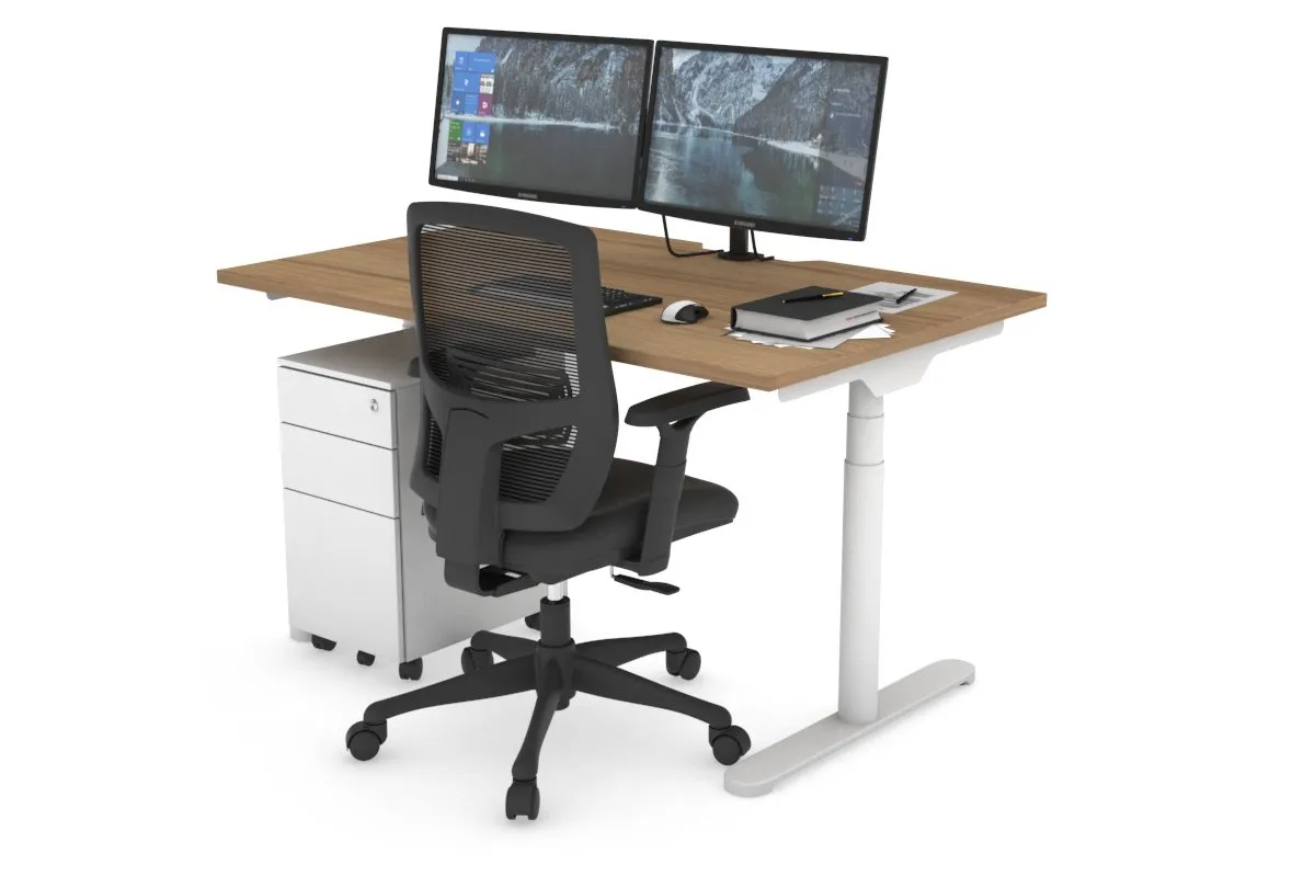 Flexi Premium Height Adjustable Single Workstation [1200L x 800W with Cable Scallop]