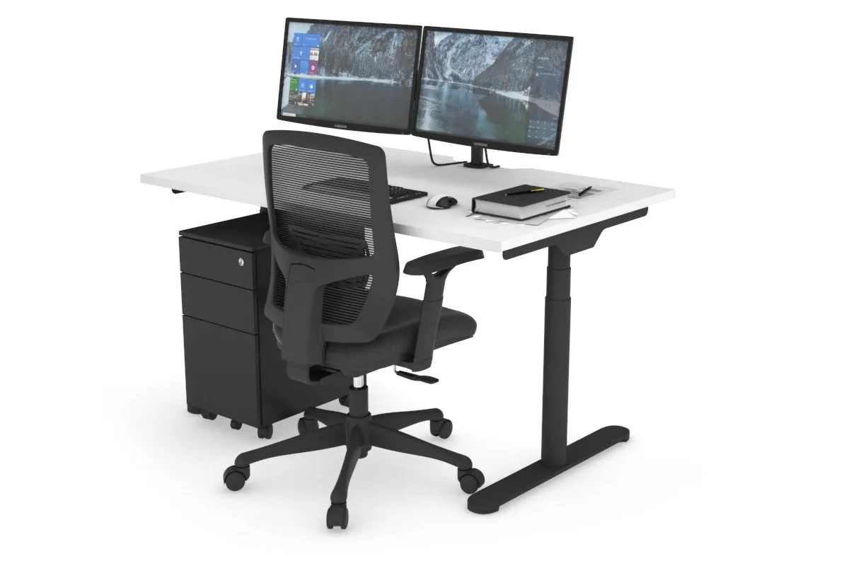 Flexi Premium Height Adjustable Single Workstation [1200L x 800W with Cable Scallop]