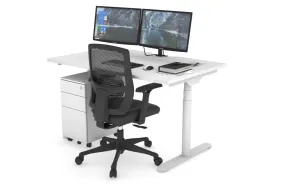 Flexi Premium Height Adjustable Single Workstation [1200L x 800W with Cable Scallop]