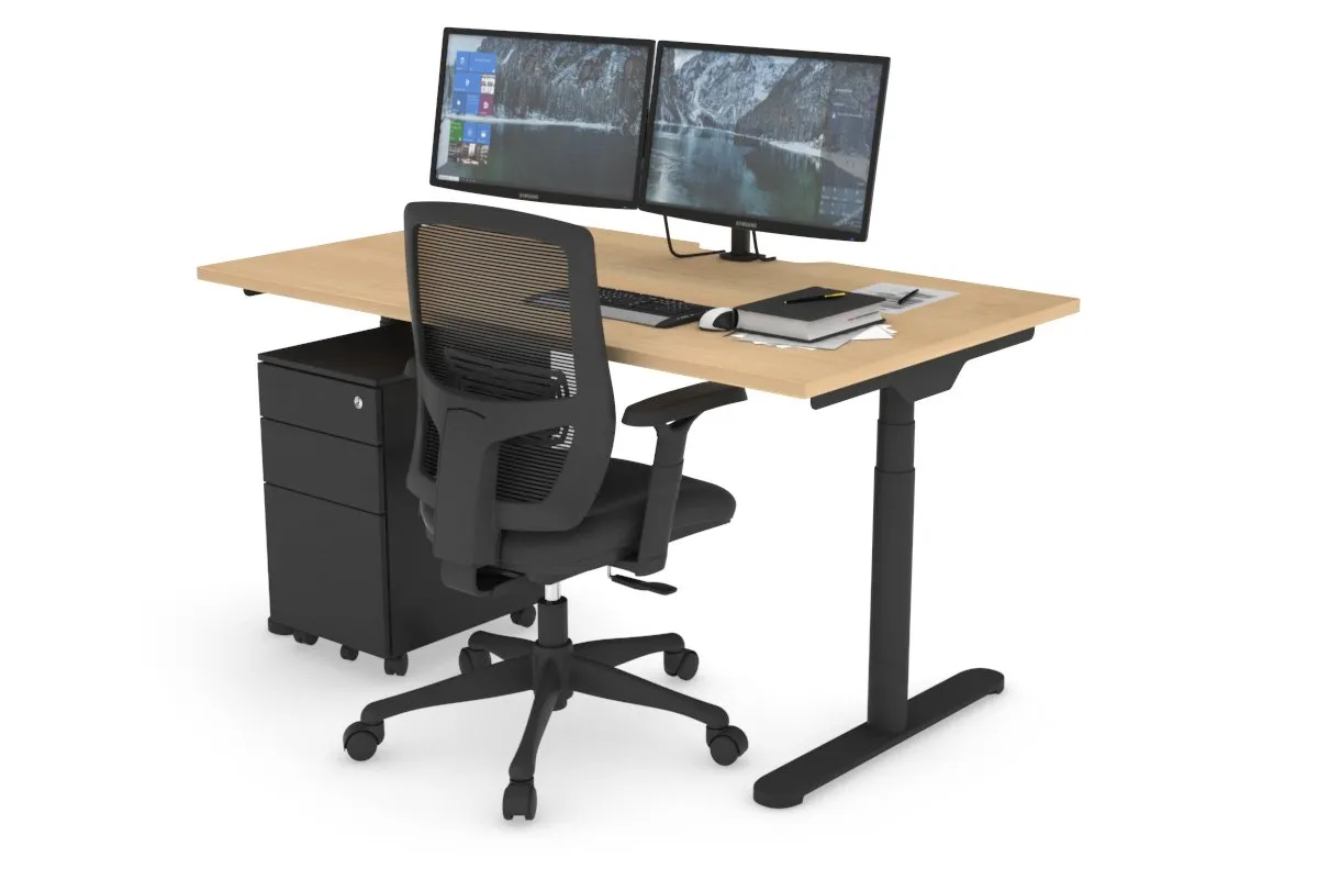 Flexi Premium Height Adjustable Single Workstation [1400L x 800W with Cable Scallop]