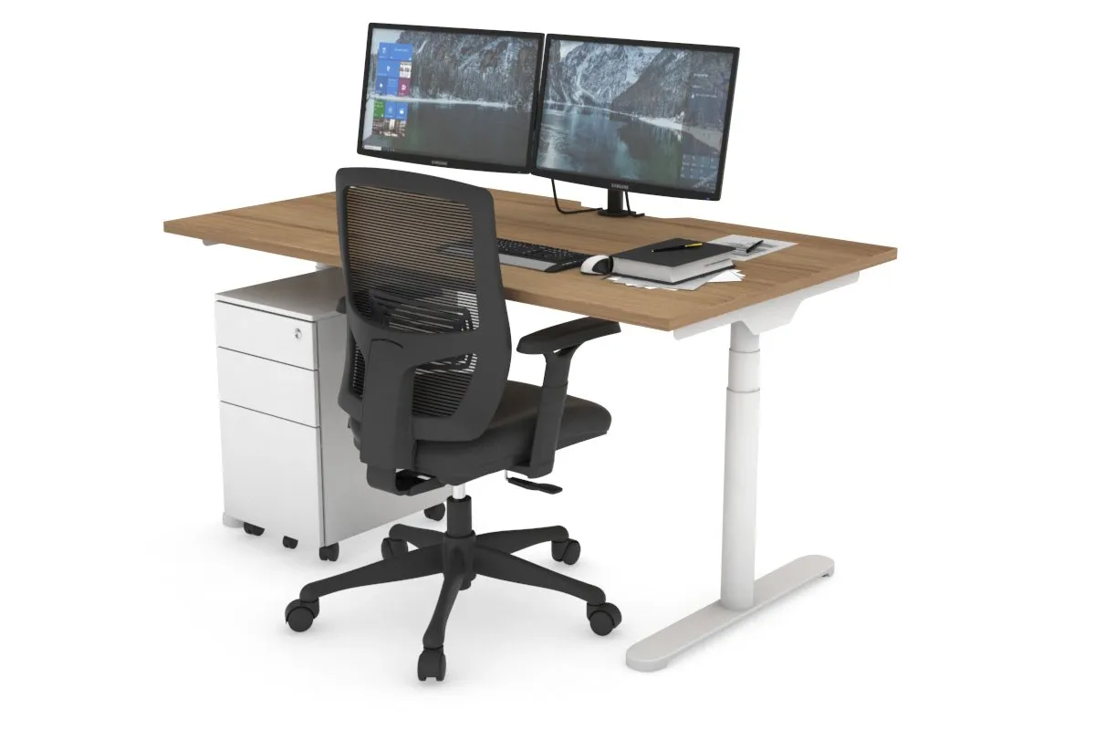 Flexi Premium Height Adjustable Single Workstation [1400L x 800W with Cable Scallop]