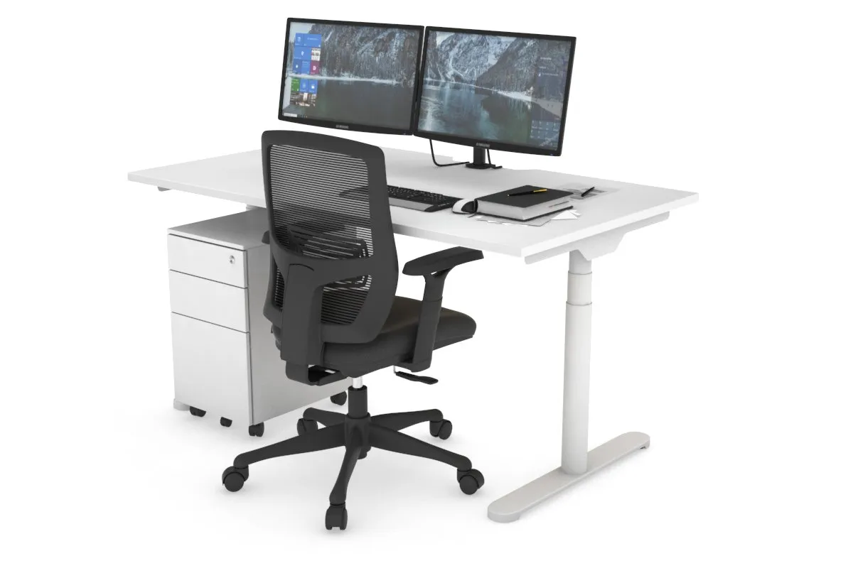 Flexi Premium Height Adjustable Single Workstation [1400L x 800W with Cable Scallop]