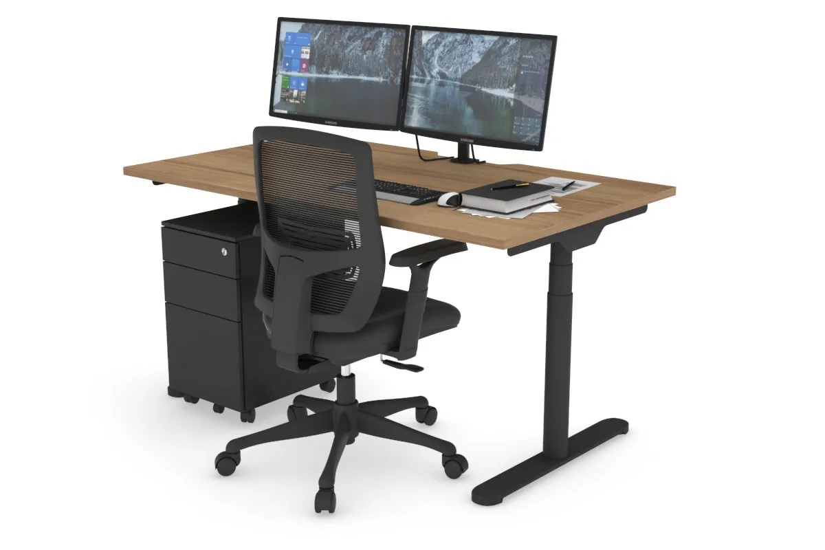 Flexi Premium Height Adjustable Single Workstation [1400L x 800W with Cable Scallop]