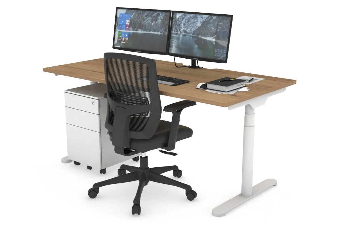 Flexi Premium Height Adjustable Single Workstation [1600L x 800W with Cable Scallop]