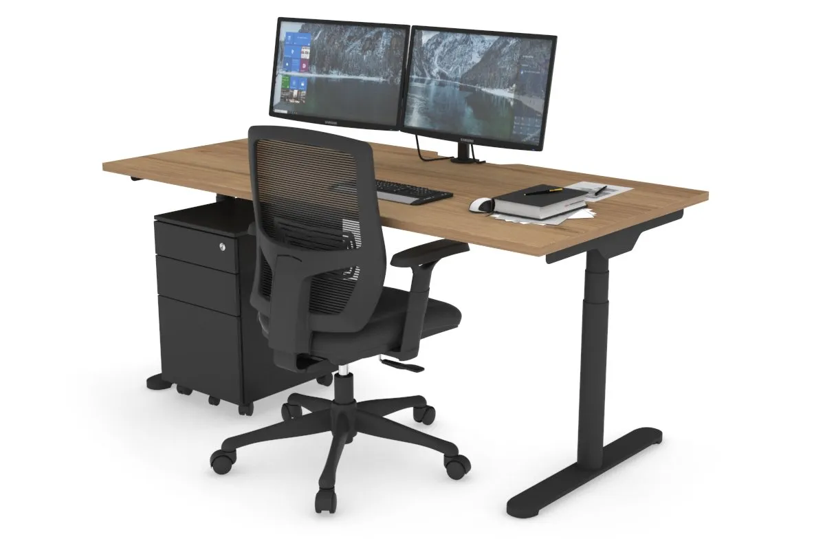 Flexi Premium Height Adjustable Single Workstation [1600L x 800W with Cable Scallop]