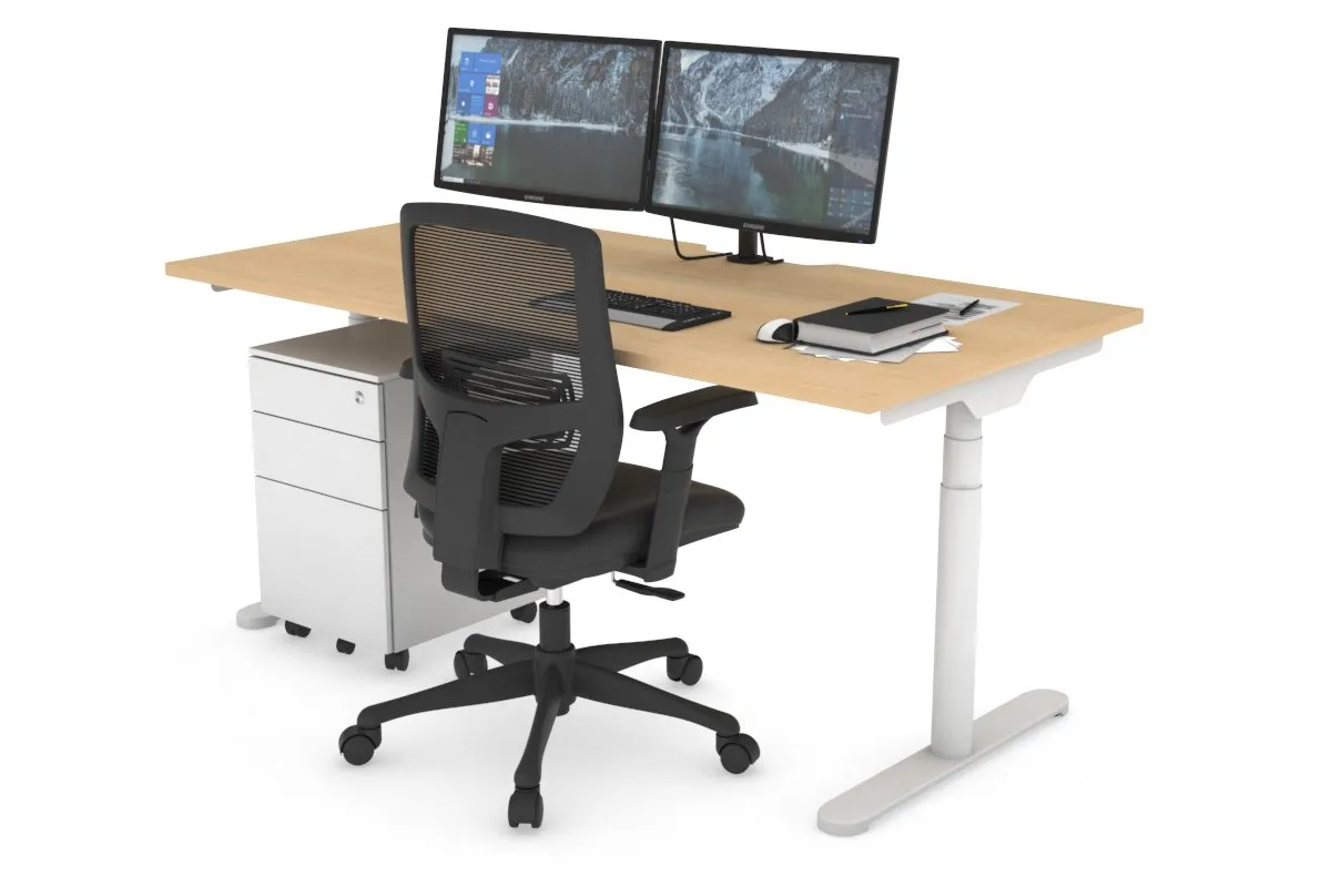 Flexi Premium Height Adjustable Single Workstation [1600L x 800W with Cable Scallop]