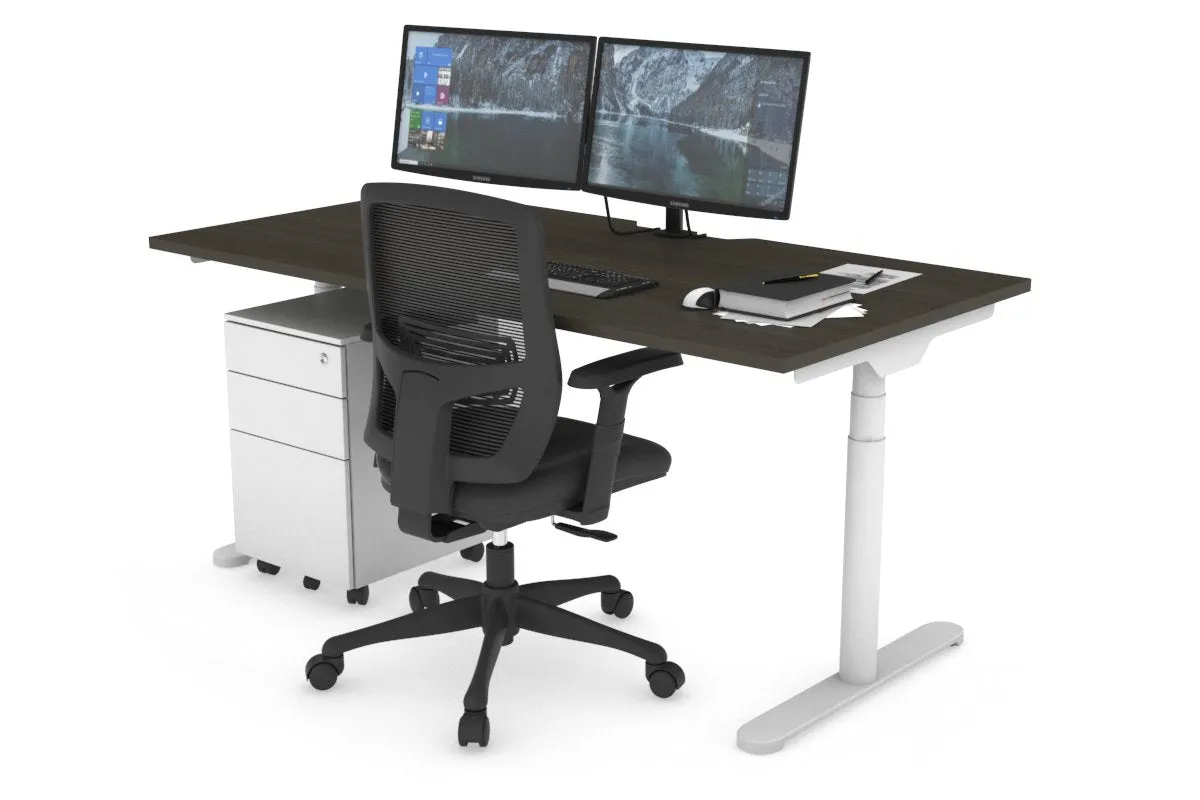 Flexi Premium Height Adjustable Single Workstation [1600L x 800W with Cable Scallop]