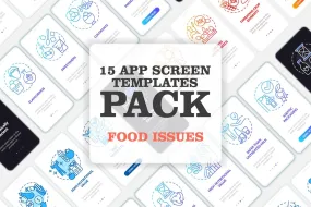 Food issues blue mobile app screen bundle