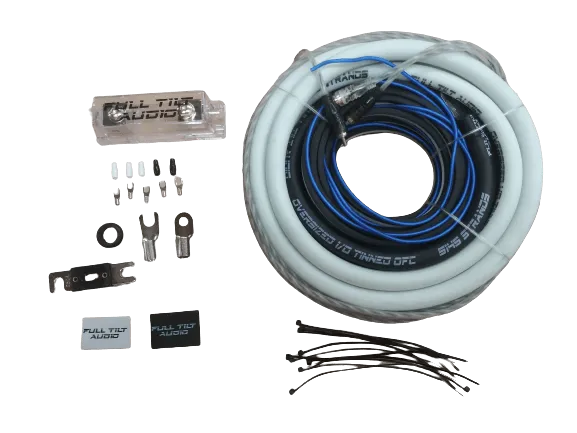 Full Tilt 1/0 Gauge AWG White/Black Amplifier/Amp Wire Kit