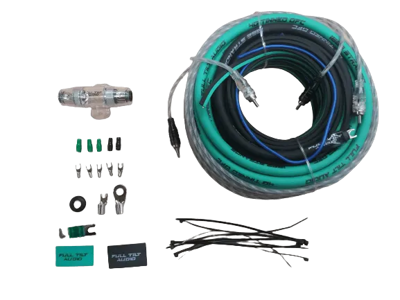 Full Tilt 4 Gauge AWG Teal/Black Amplifier/Amp Wire Kit