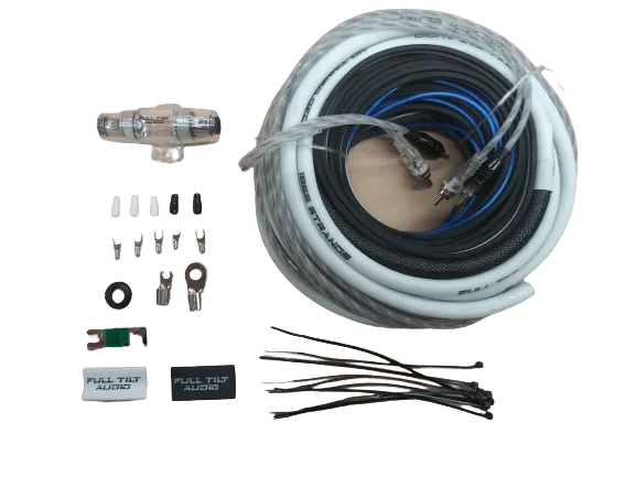 Full Tilt 4 Gauge AWG White/Black Amplifier/Amp Wire Kit