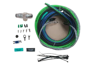 Full Tilt 8 Gauge AWG Lime Green/Black Amplifier/Amp Wire Kit