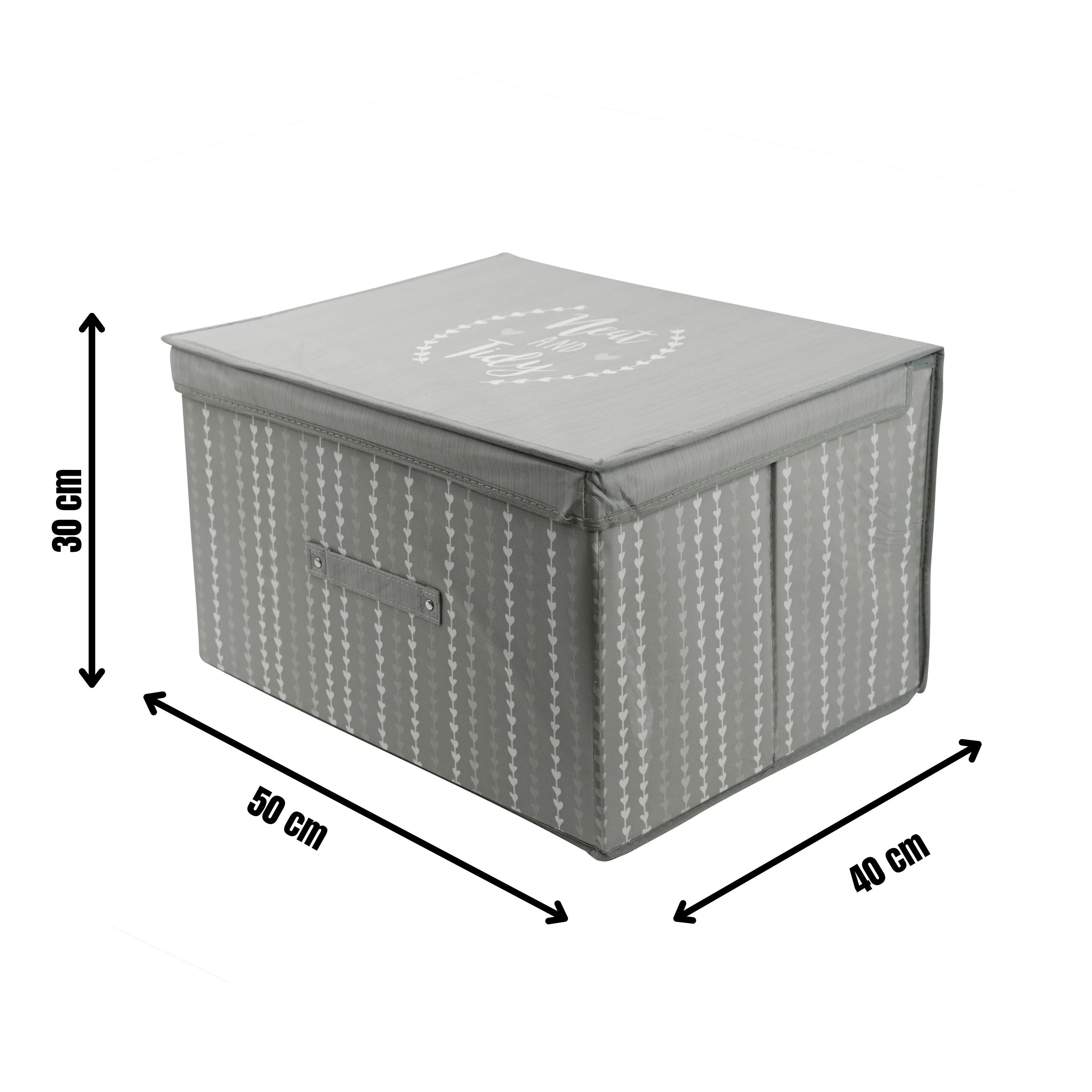 Gray Hearts Large Storage Box