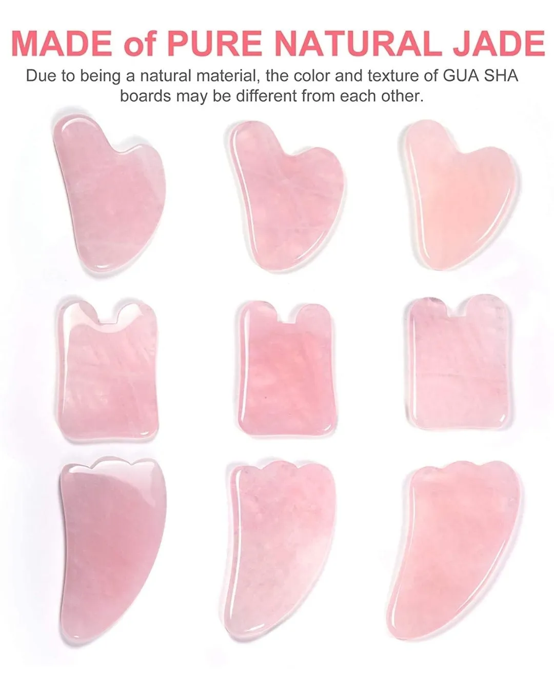 Gua Sha Facial Tools Set, OHH Rose Quartz Gua Sha Scraping Massage Tool for SPA Acupuncture Therapy Trigger Point Treatment, Face Massager for Facial Skincare, Pack of 3

k of 3