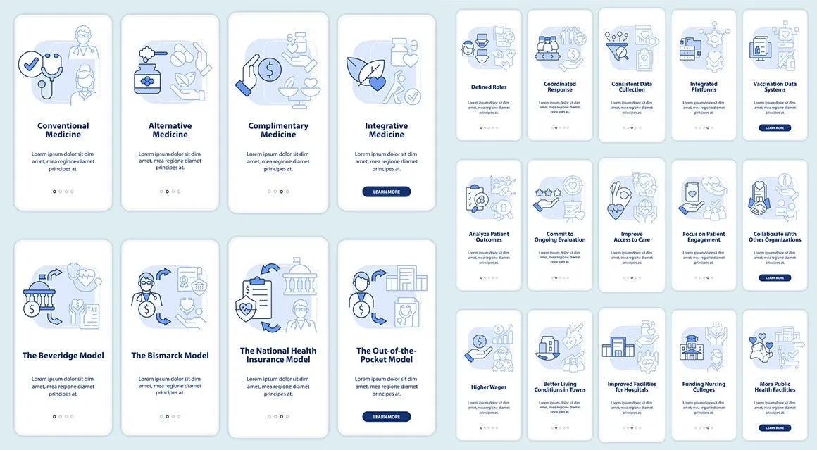 Healthcare system mobile app screen set