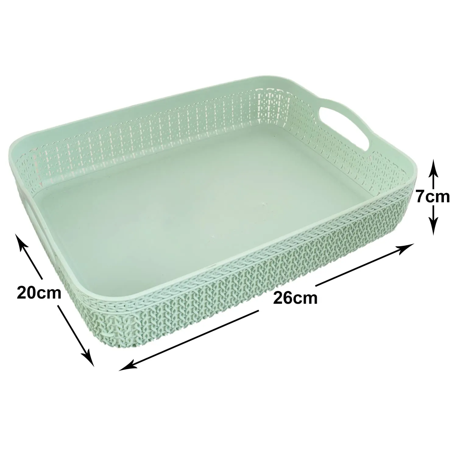 Heart Home Q-3 Multiuses Designer Unbreakable Plastic Storage Basket/Organizer/Bin For Home, Kitchen, Bathroom, Office Use Pack of 4 (Green)-50HH01479