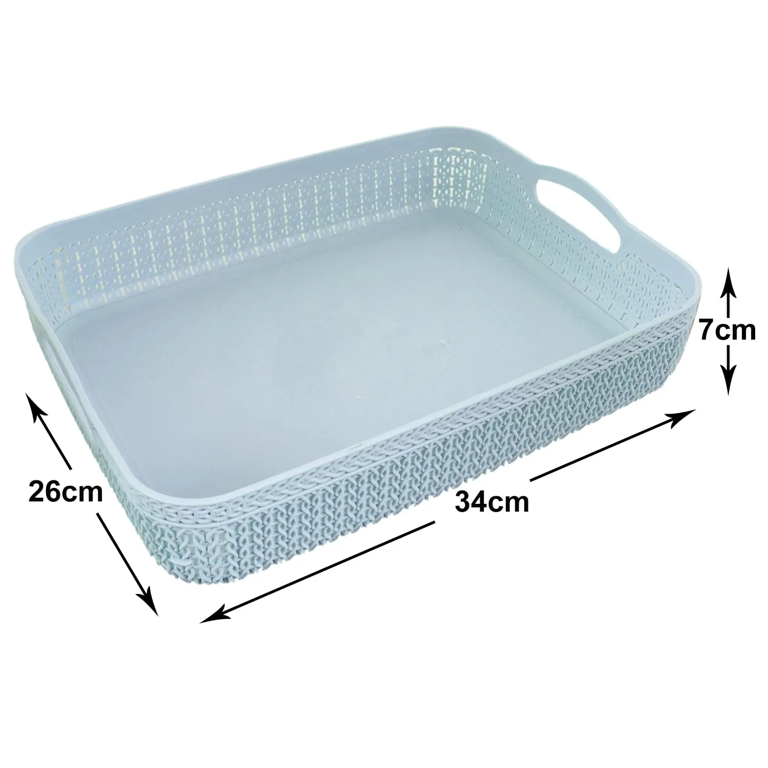 Heart Home Q-4 Designer Plastic Storage Basket For Store Fruits, Vegetables, Magazines, Cosmetics, Stationary (Blue)-50HH01572