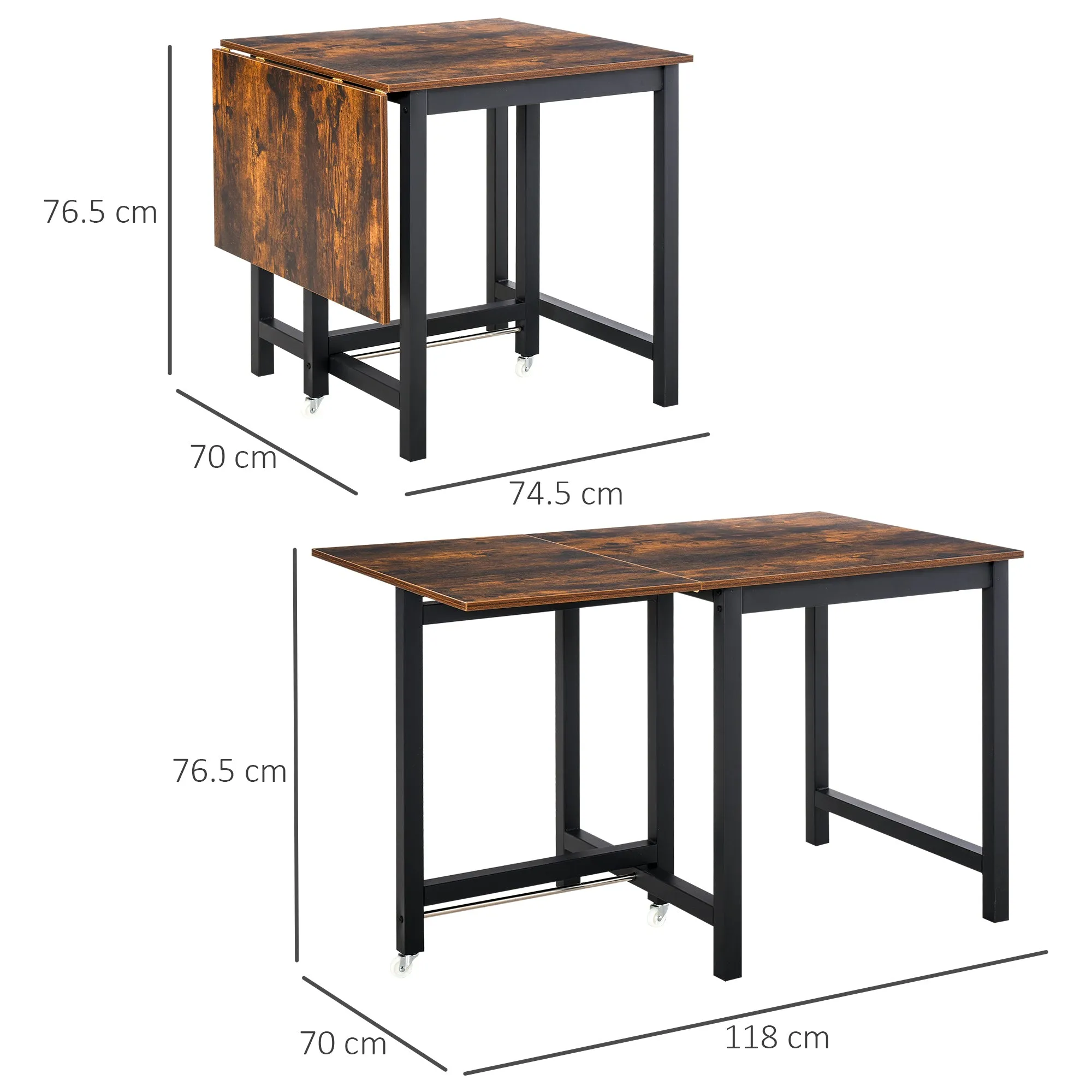 HOMCOM Drop Leaf Kitchen Foldable Table Folding Table Foldable for Dining Room