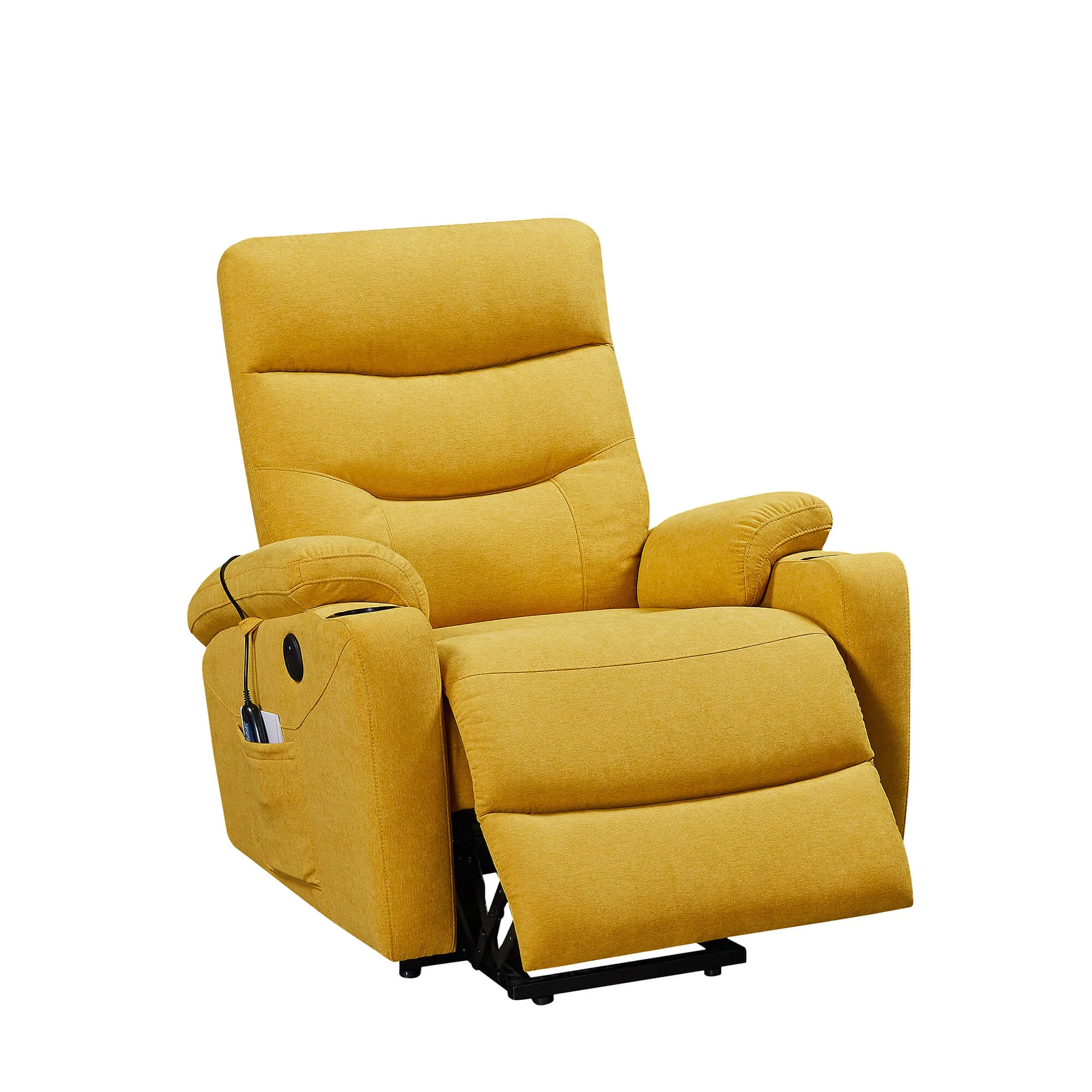 Homrest Power Lift Recliner Chair with Massage and Heat for Elderly Electric Recliner Lift Chair with 2 Side Pockets, Cup Holders, USB Port for Living Room, Yellow