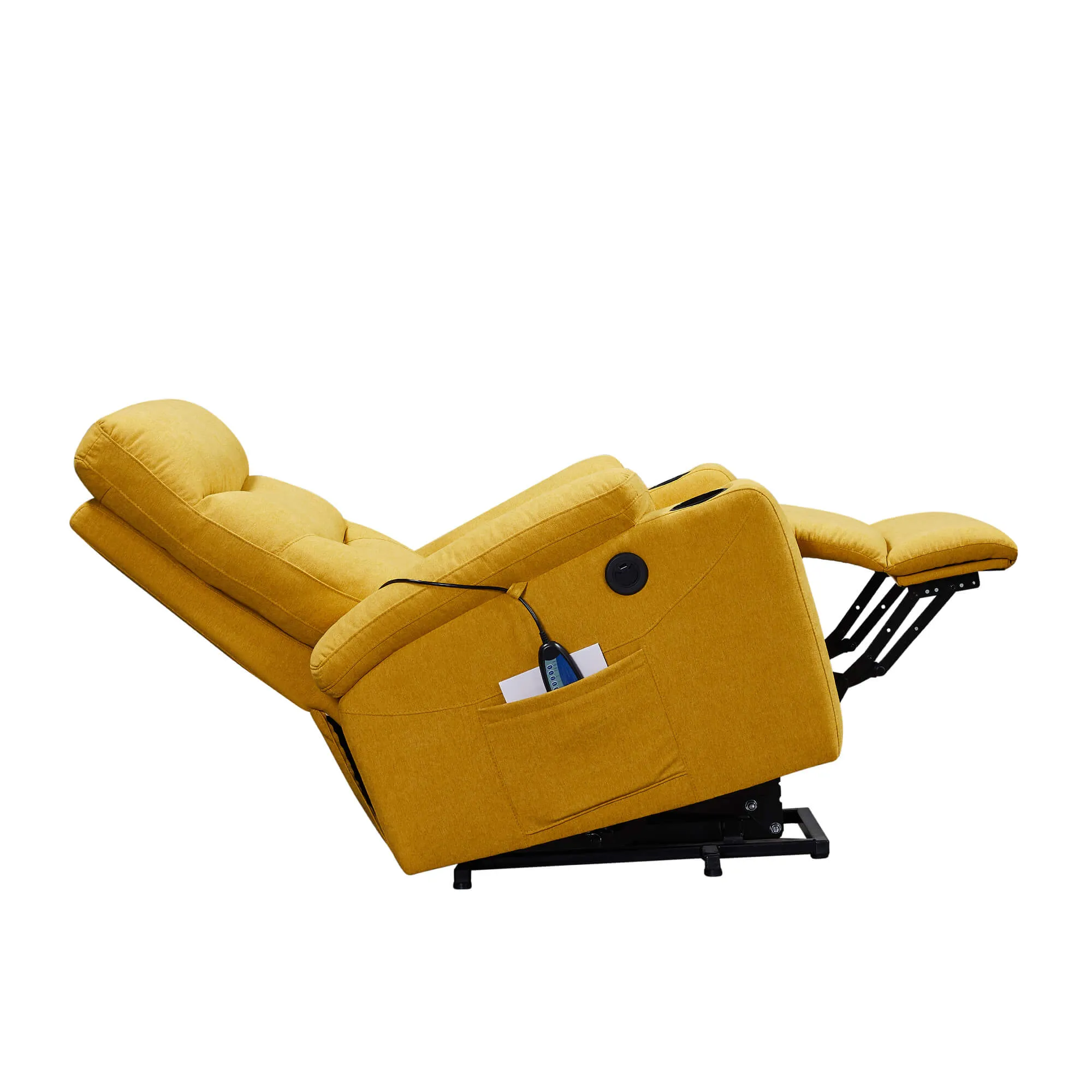 Homrest Power Lift Recliner Chair with Massage and Heat for Elderly Electric Recliner Lift Chair with 2 Side Pockets, Cup Holders, USB Port for Living Room, Yellow