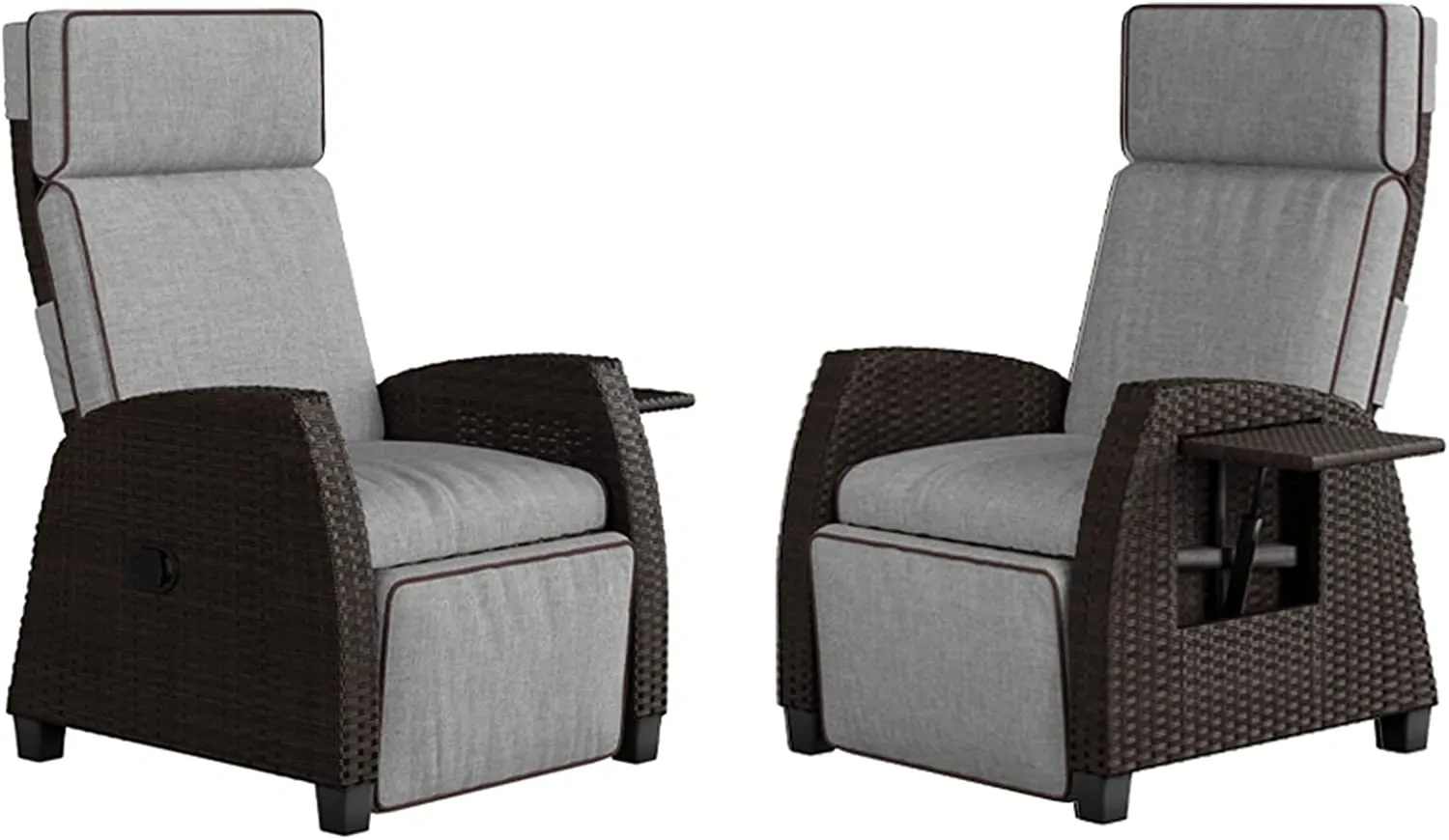 Indoor & Outdoor Recliner with Flip-Up Side Table