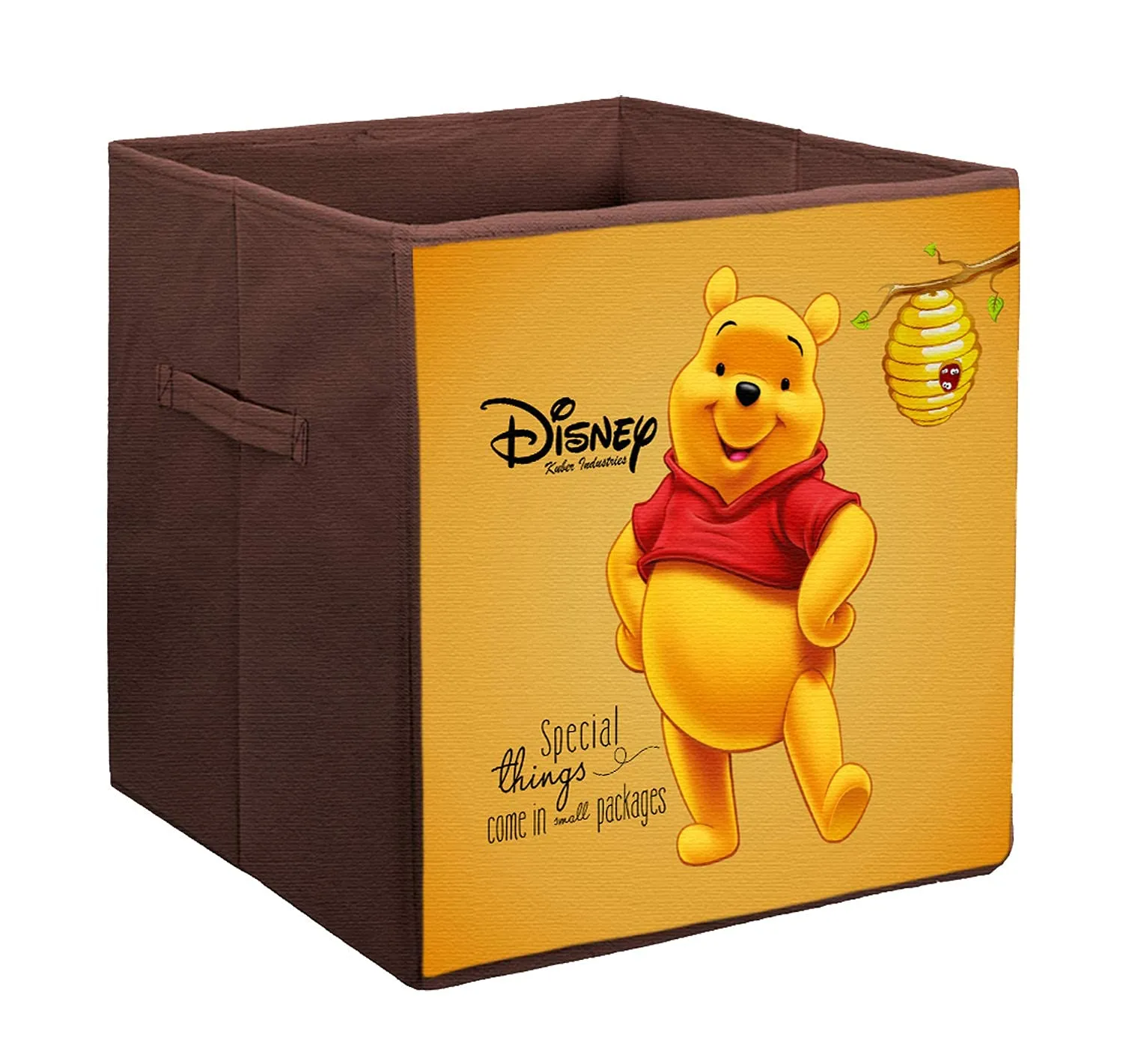 Kuber Industries Disney Winnie-The-Pooh Printed Multipurposes Storage Box/Organizer With Handles- Pack of 4 (Brown) -HS43KUBMART26287