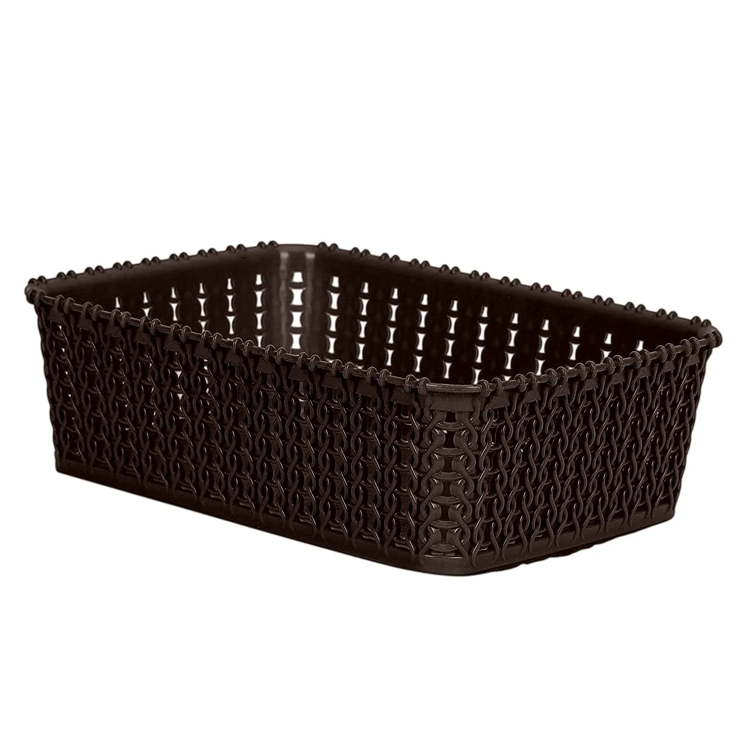 Kuber Industries Multipurposes Small M 15 Plastic Basket|Organizer For Kitchen, Countertops|Cabinets, Bathrooms Without Lid- Pack of 2 (Brown)