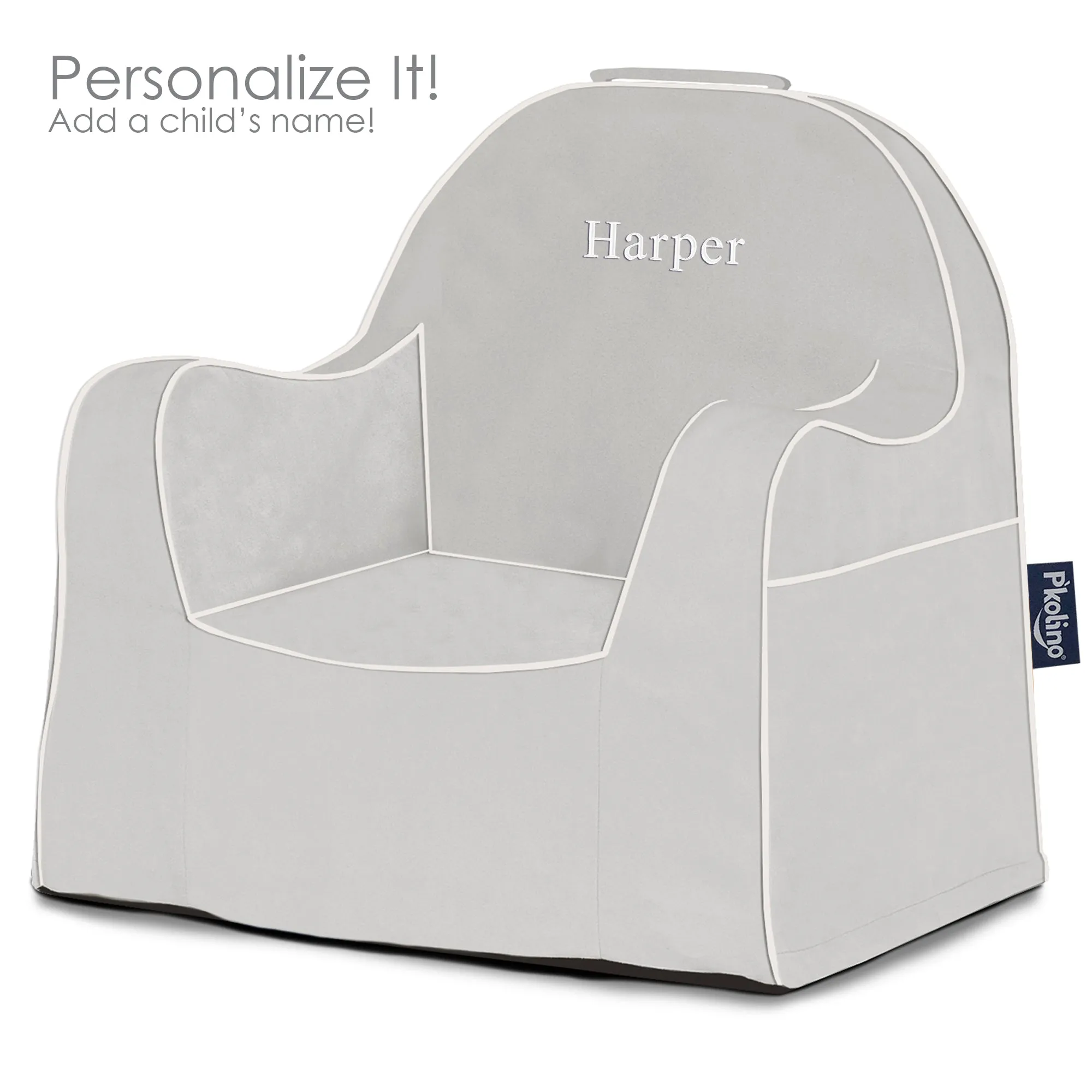 Little Reader Chair - Grey with White Piping