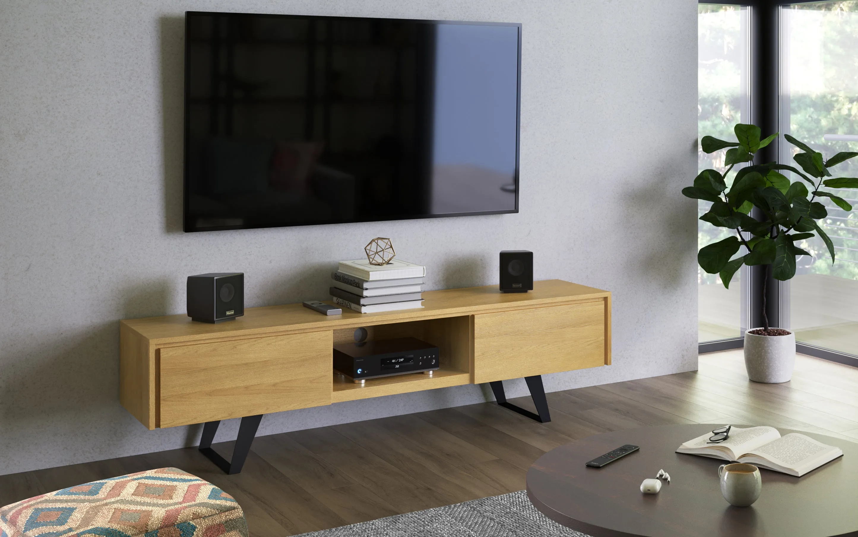 Lowry 72 inch TV Media Stand in Oak