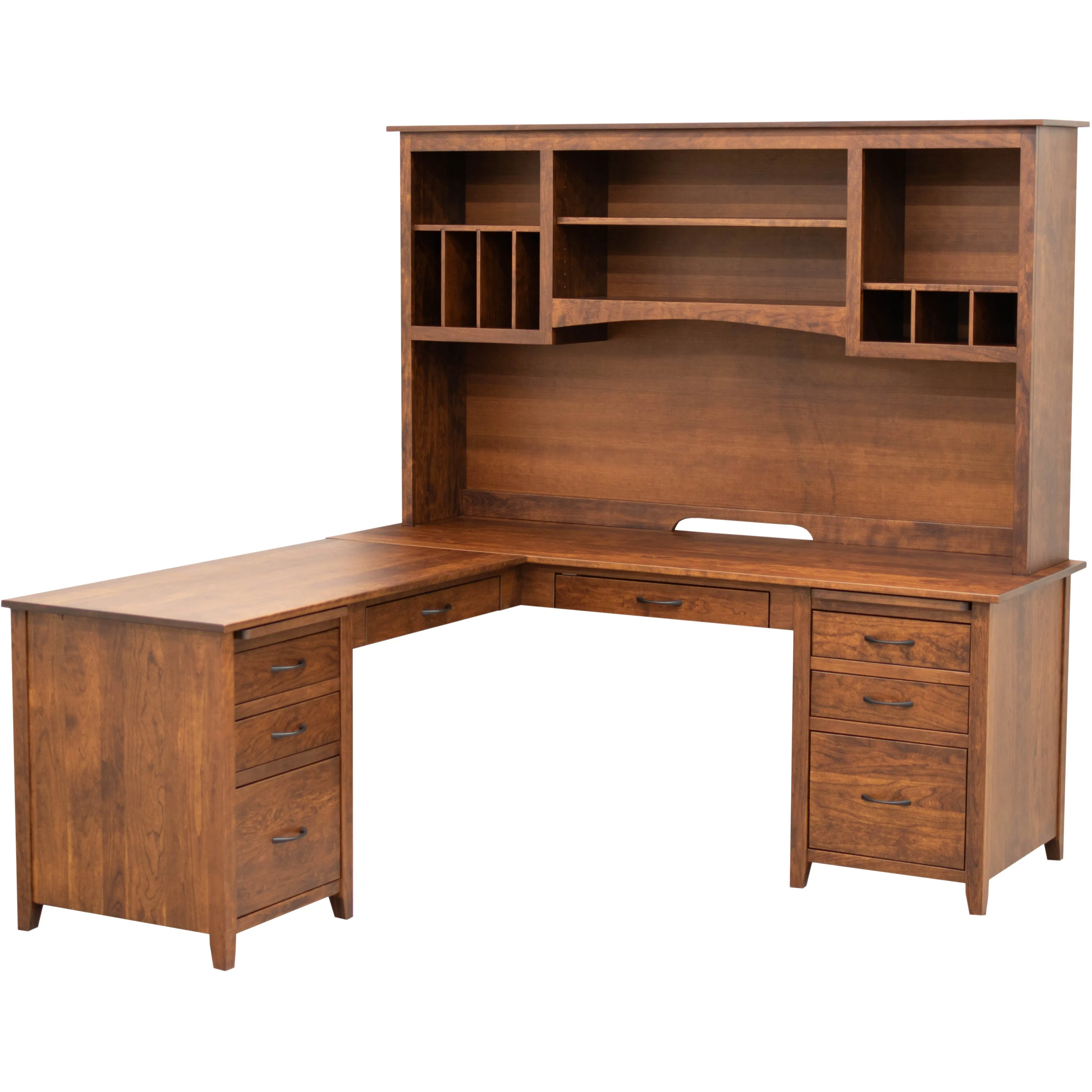 Manhattan L Desk with Hutch Top