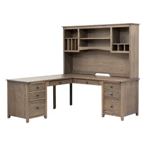 Manhattan L Desk with Hutch Top