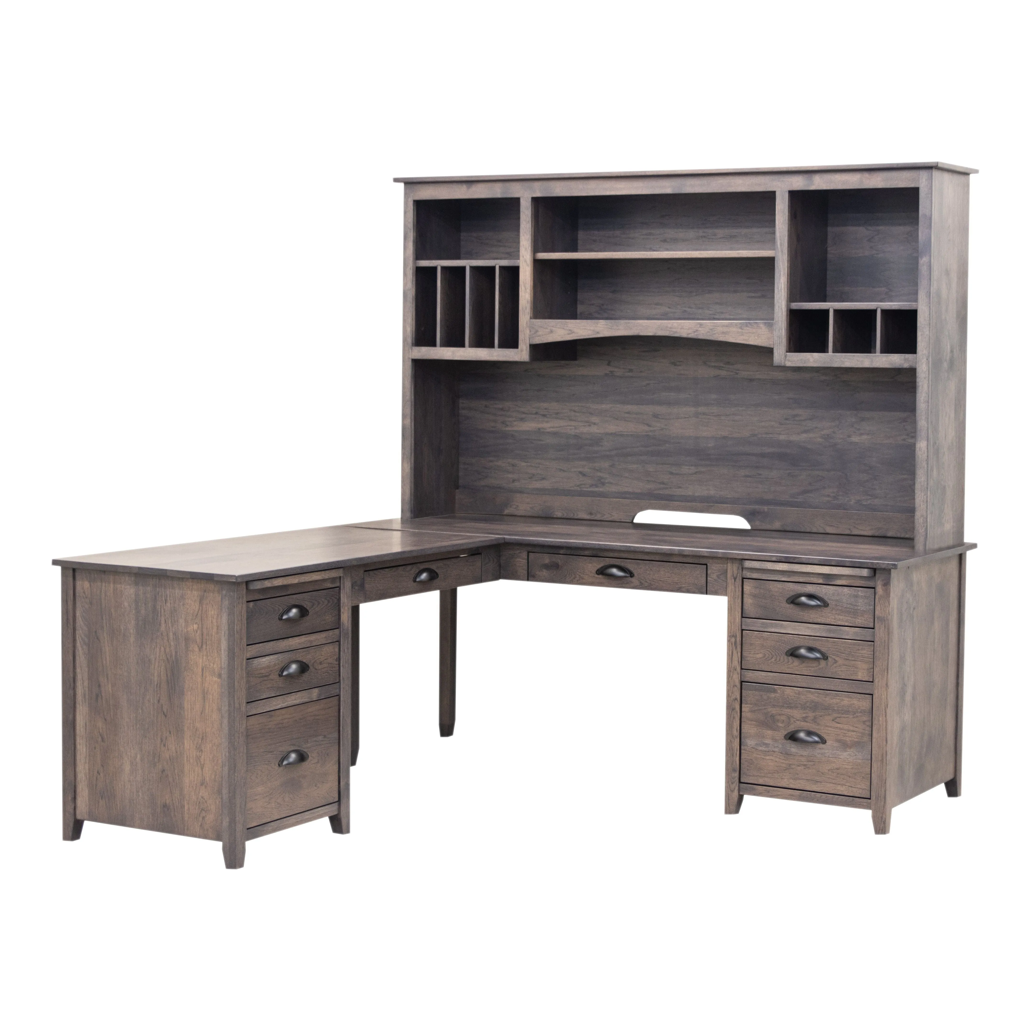 Manhattan L Desk with Hutch Top