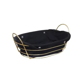 Metal Oval Basket With Fabric 37 x 26 x12cm Gold