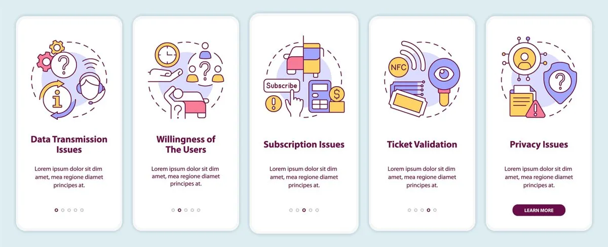 Mobility services mobile app screen set