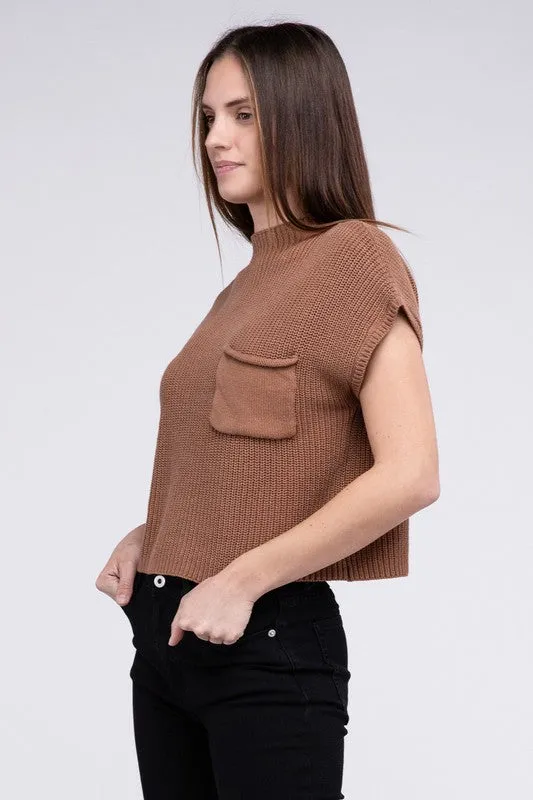 Mock Neck Short Sleeve Cropped Sweater  *Online Only*