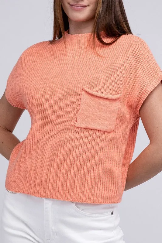 Mock Neck Short Sleeve Cropped Sweater  *Online Only*