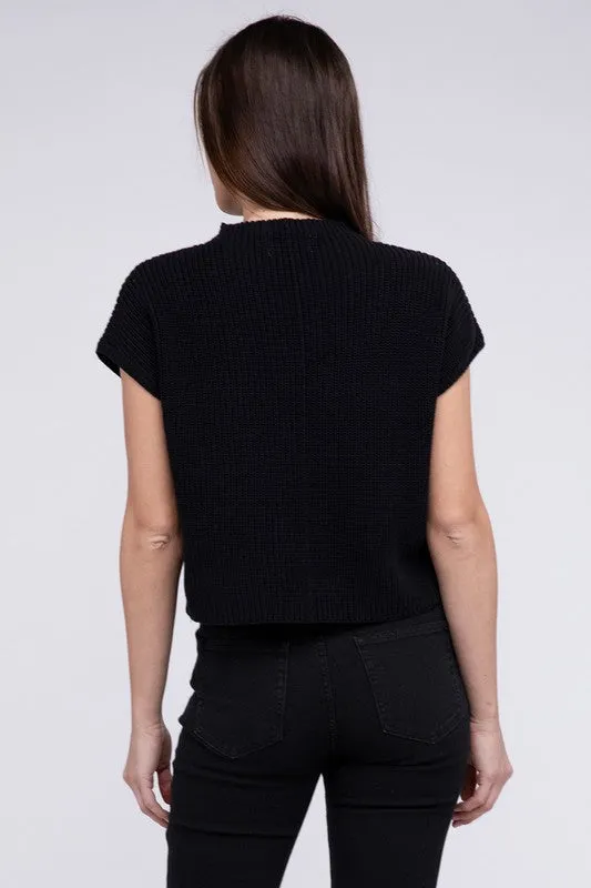 Mock Neck Short Sleeve Cropped Sweater  *Online Only*