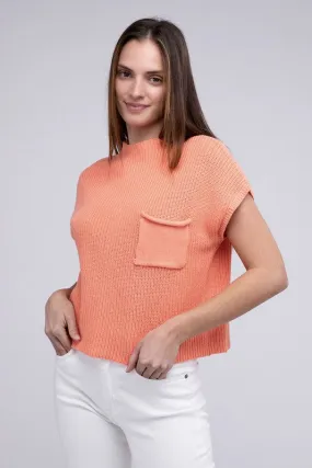 Mock Neck Short Sleeve Cropped Sweater  *Online Only*