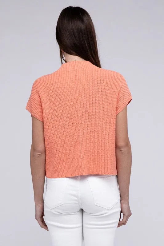 Mock Neck Short Sleeve Cropped Sweater  *Online Only*