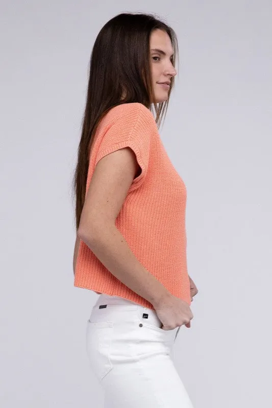 Mock Neck Short Sleeve Cropped Sweater  *Online Only*