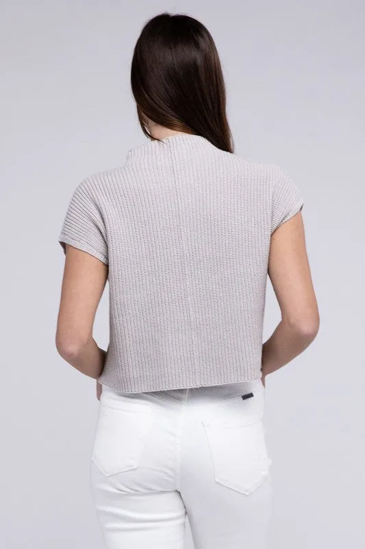 Mock Neck Short Sleeve Cropped Sweater  *Online Only*